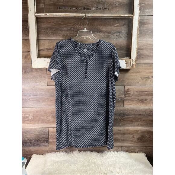 CROFT & BARROW Women’s House Dress Nautical Anchors Size 1X Blue White - Picture 3 of 6